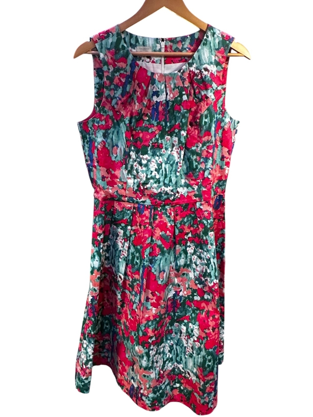 Talbots 12 Cotton Floral Sleeveless Dress Fit Flare Classic Romantic Preppy